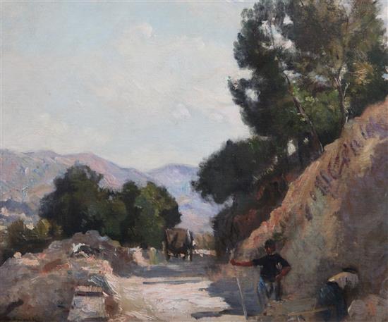 Alfred Robert Hayward (1875-1971) Workmen on a mountain road 14.5 x 17.5in.